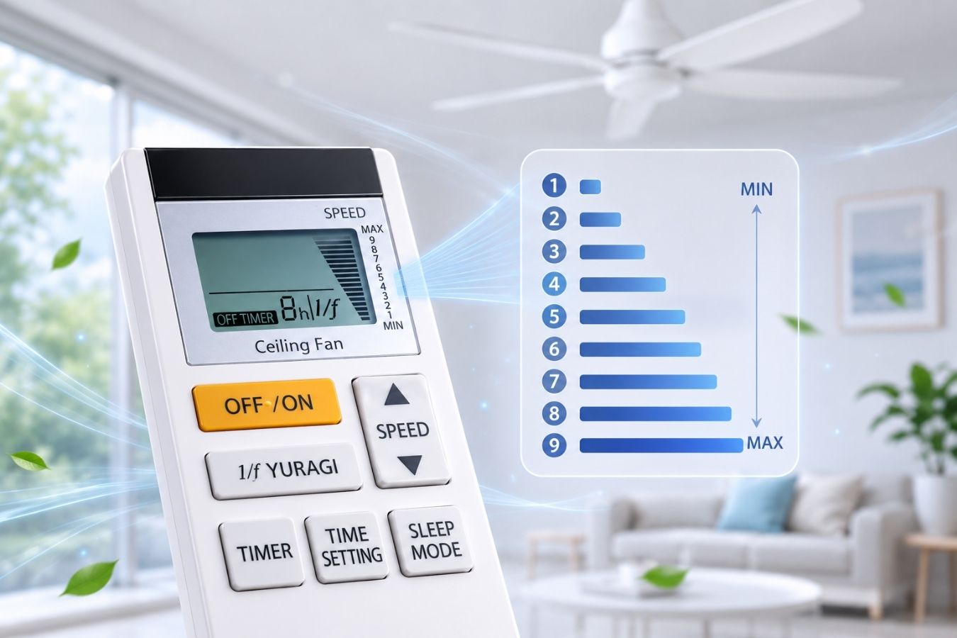 Tinh chỉnh chính xác với 9 cấp độ gió