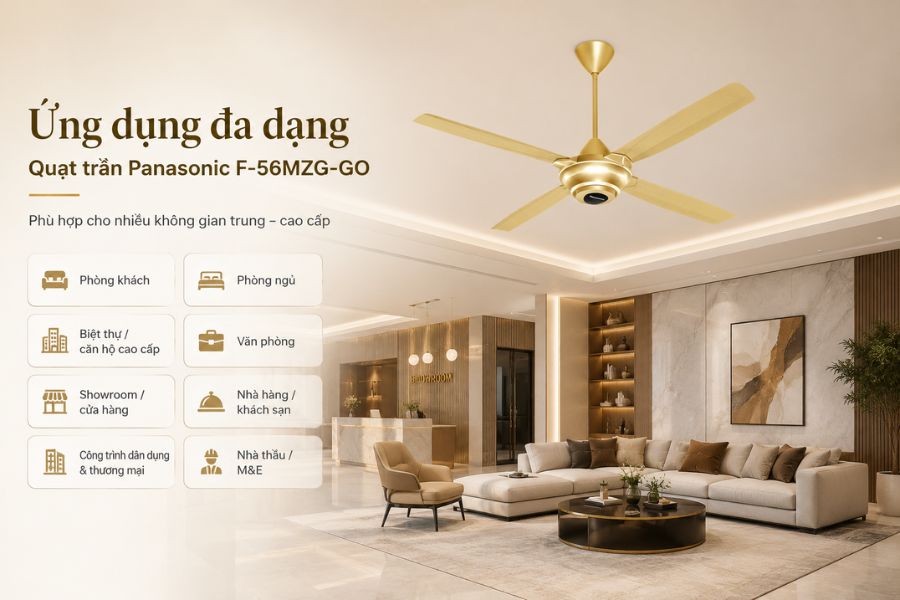 Ứng dụng của quạt trần Panasonic F-56MZG-GO