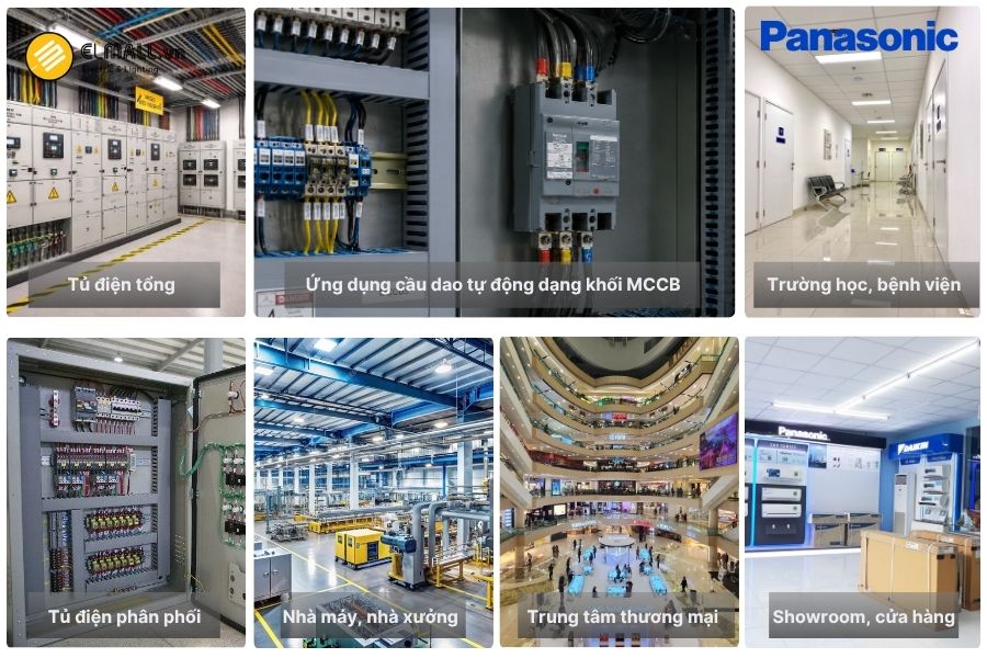 Cầu dao tự động dạng khối MCCB Panasonic phù hợp cho tủ điện, nhà máy, tòa nhà và nhiều hệ thống điện dân dụng, thương mại, công nghiệp.
