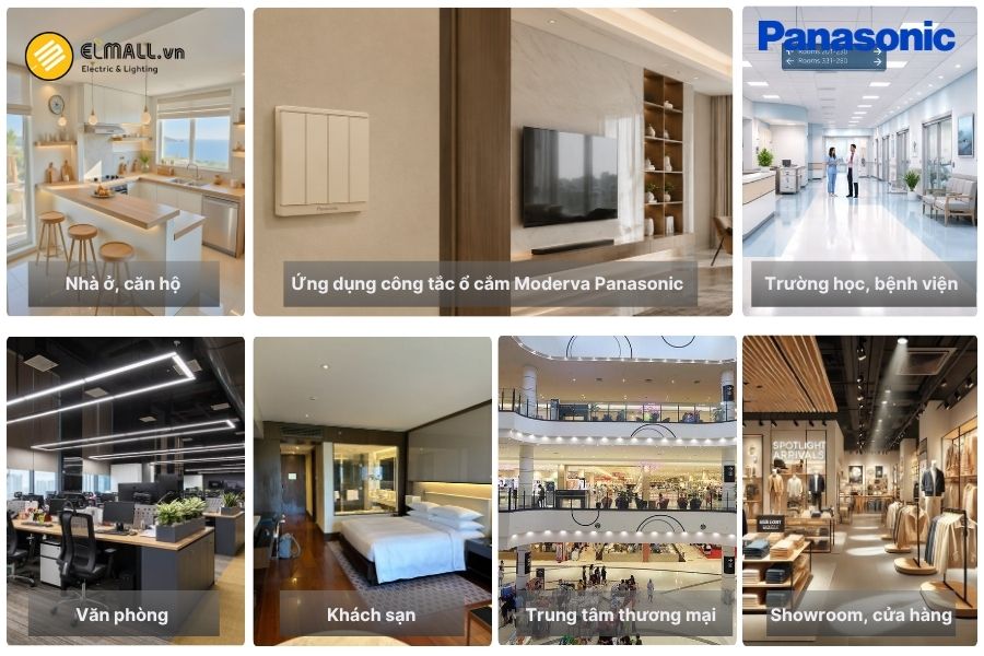 Công tắc ổ cắm Panasonic Moderva phù hợp cho nhà ở, văn phòng, khách sạn và nhiều công trình dân dụng, thương mại.