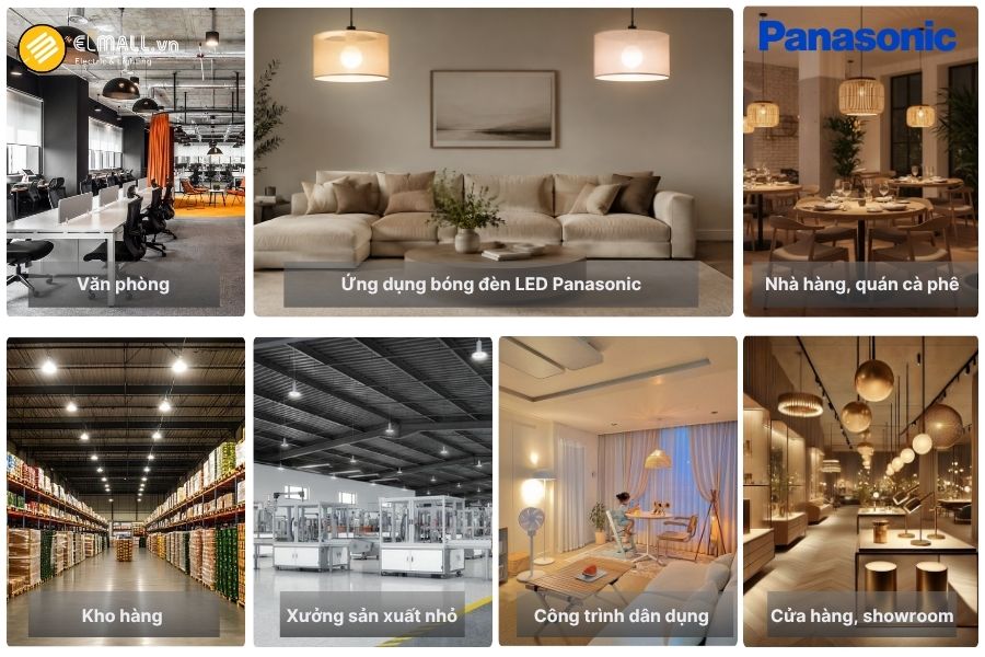 Đèn bulb LED được ứng dụng rộng rãi trong nhà ở, cửa hàng, văn phòng, nhà hàng, kho nhỏ và các công trình dân dụng.