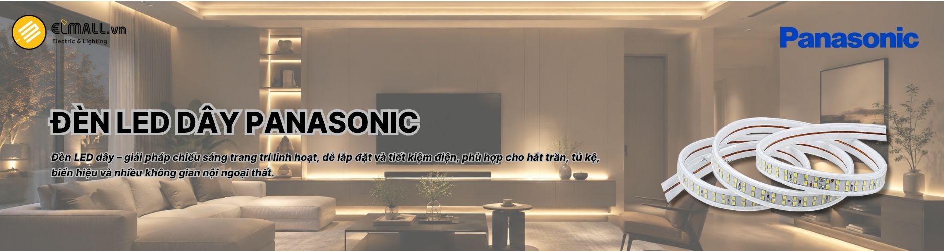 Đèn LED dây là giải pháp chiếu sáng linh hoạt, tạo ánh sáng liền mạch, phù hợp trang trí nội thất, ngoại thất, biển hiệu và công trình thương mại.