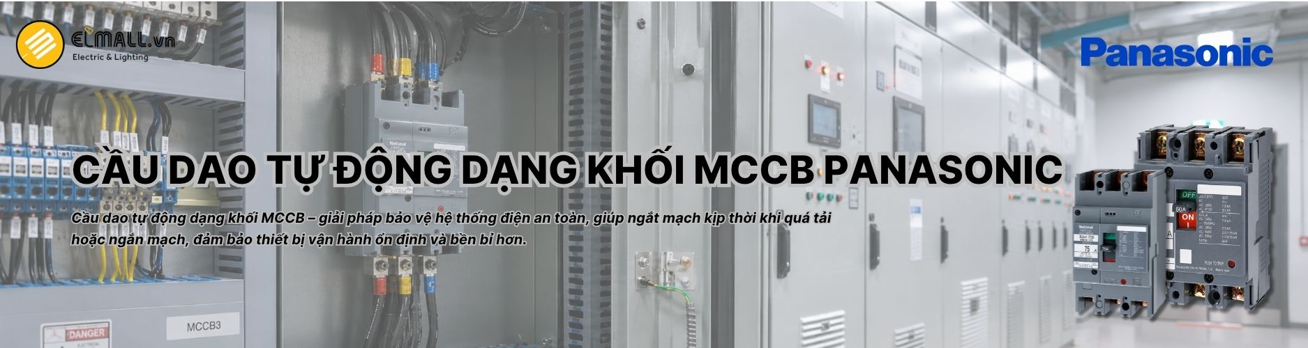 Cầu dao tự động dạng khối MCCB Panasonic bảo vệ quá tải, ngắn mạch với nhiều mức dòng định mức, phù hợp cho các công trình dân dụng, thương mại và công nghiệp.