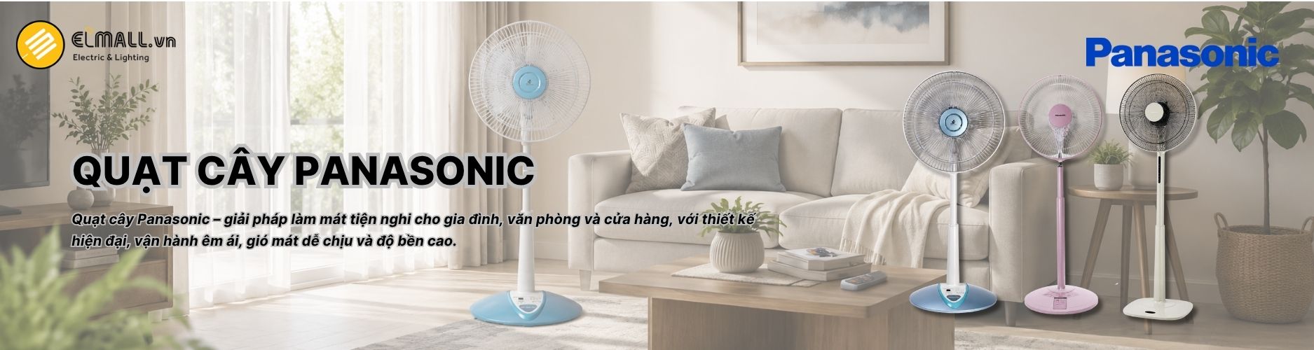 Quạt cây Panasonic chính hãng có thiết kế linh hoạt, nhiều tiện ích hiện đại, phù hợp nhiều không gian