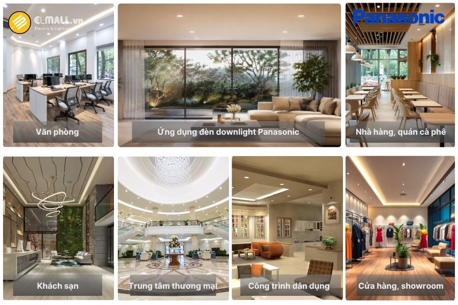 Đèn Downlight LED được ứng dụng rộng rãi cho nhà ở, văn phòng, khách sạn, showroom, nhà hàng và công trình thương mại